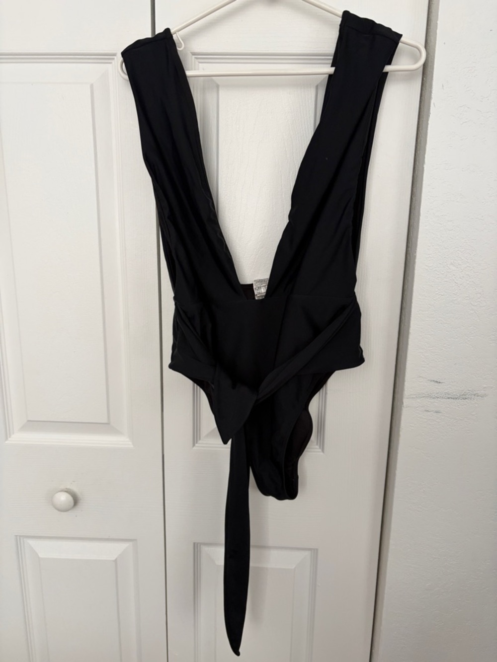 Forever 21 Black Plunging Bandeau One-Piece with Waist Tie